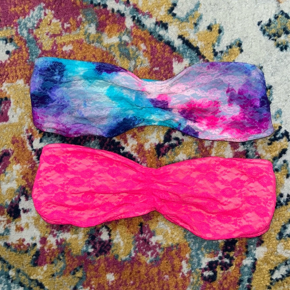 🍭2 for 1 PINK Victoria’s Secret hot pink & Tie-dye lace bandeaus🍭